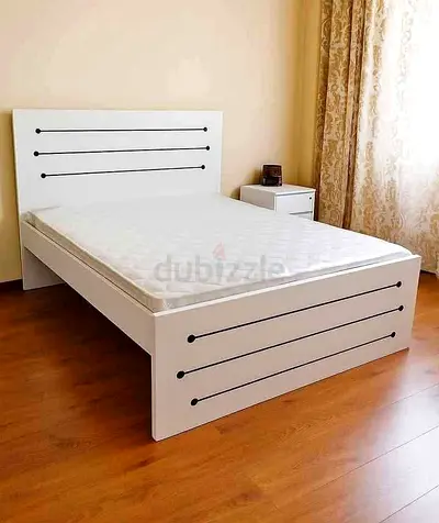 Stylish White Queen size bed with mattress available Good Quality Double bed family bed