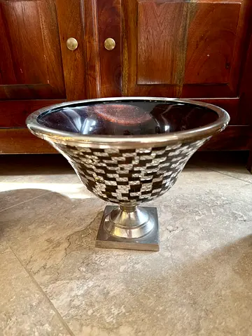 Elegant Silver and Black Decorative Bowl