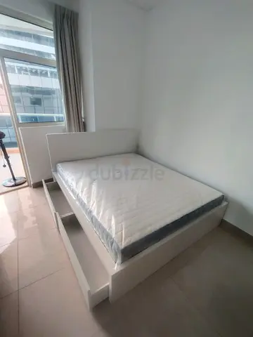 IKEA Malam queen bed frame with 2 storage drawers underneath and with IKEA mattress 160×200cm