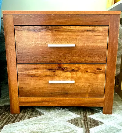 Solid Wood Nightstand with Stylish Drawers