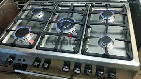Siemens heavy duty 90/60 full gas cooking range Stunning Silver Gas Cooker with Multiple Burners, fr