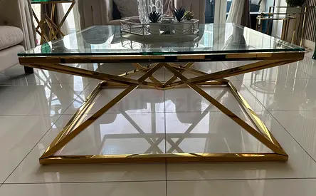 Elegant Gold  Glass Coffee Table