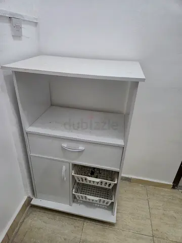 Modern White Cabinet with Storage and Drawers