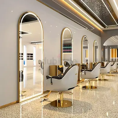 Elegant Arch Floor Mirror with LED Lights