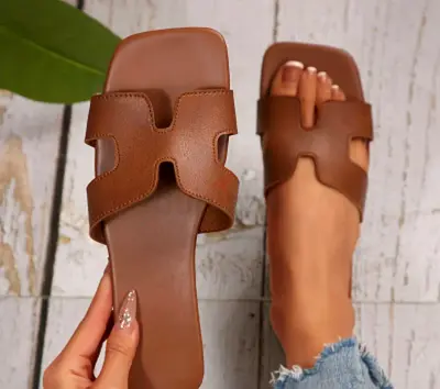 Stylish Brown Slip-On Sandals