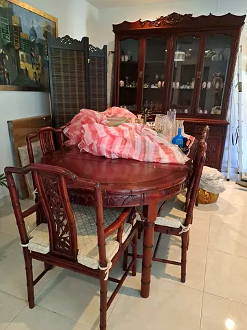 Chinese Rosewood Antique, Dining Table+Buffet+Display Cabinet