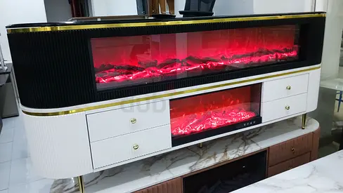 Elegant Electric Fireplace TV Stand with LED Flames 200cm