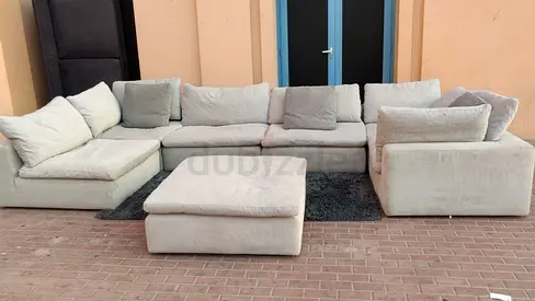 7 _ pieces Modular Pan Home pianca Sofa with footstool Perfect Condition
