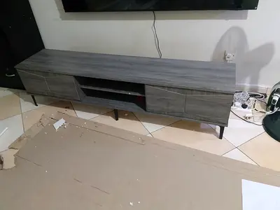Stylish Gray TV Stand with Storage