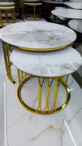 Elegant Marble Top Side Table with Gold Finish