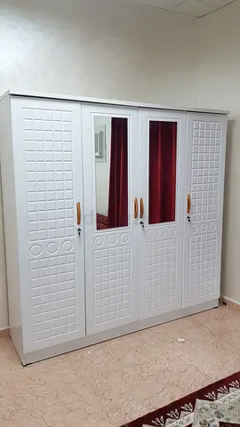 Stylish White 4 door Wardrobe with Mirror