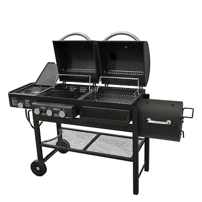 Smoke Hollow TC3718SB Gas-Charcoal-Smoker Combination Grill with Side Burner
