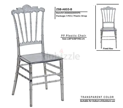 Clear PP Plastic Chair for Indoor  Outdoor Use