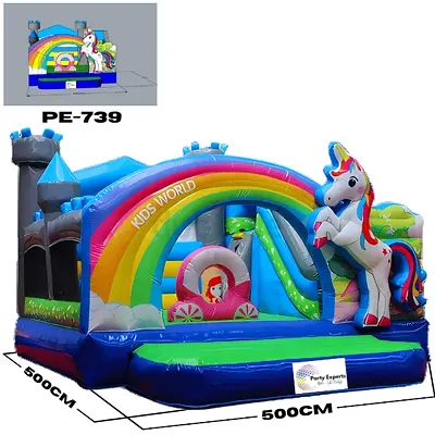 Unicorn Bouncy Castle inflatable with Slide combo