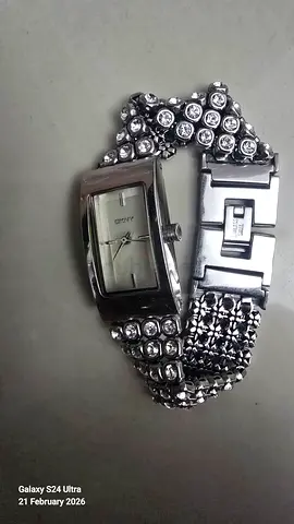 Stylish Silver Bracelet Watch with Crystals