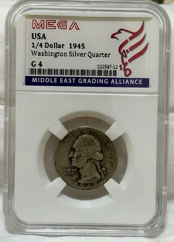 USA 1/4 Dollar silver coin 1945 70 AED