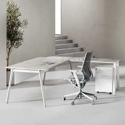 Contemporary L-Shaped Office Desk with Drawers