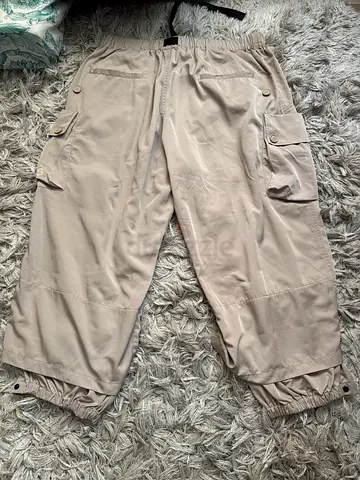 Adidas Y-3 NYLON TWILL CUFFED TROUSERS Lightweight Beige Cargo Pants for Casual Wear