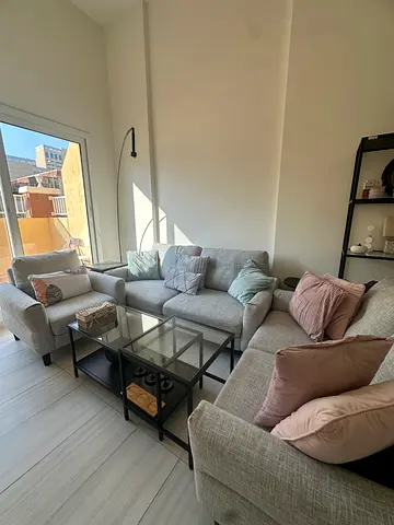 Modern Grey Sofa Set with Coffee Table