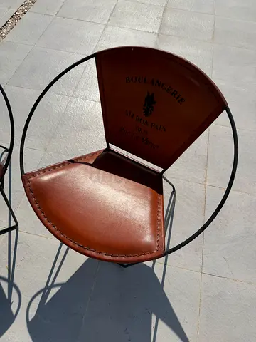 Unique Vintage Style Metal and Leather Chair