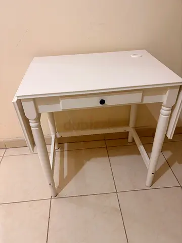 White Wooden Side Table with Drawer for home working