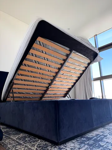 Cobalt velvet blue Bed Base with 40cm Storage 2x2m