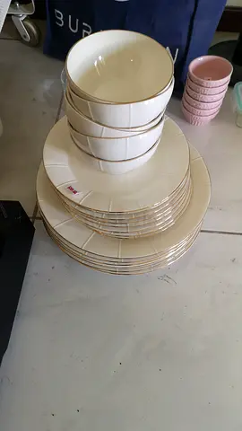 Home Centre - Ceramic Cream with Gold-plated Rims Set