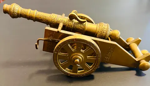 Miniature Antique Brass Cannon