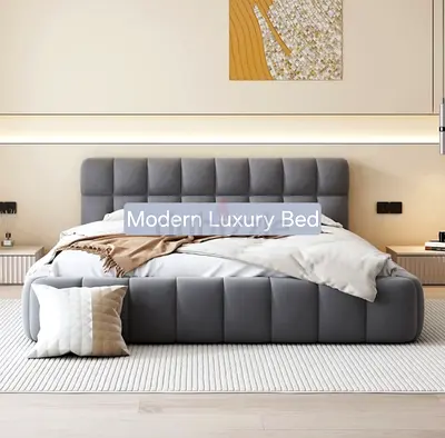 Modern Luxury King Size Bed with Spring Mattress