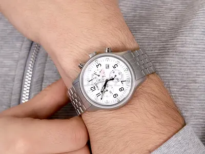 Timex Mens Silver Chronograph Watch
