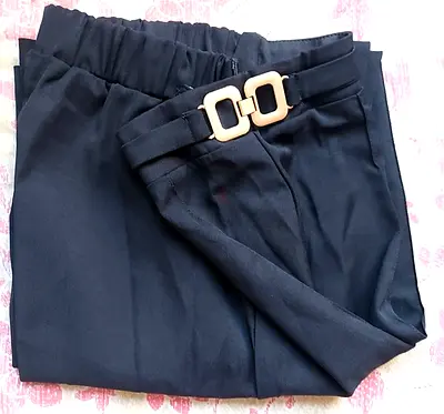 Stylish Black Trousers with Unique Buckle