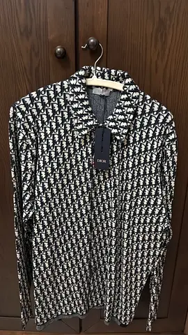 Dior Oblique Jacquard Long-Sleeve Polo Shirt (Navy/White)