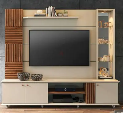 Modern Cream  Glass Display Unit