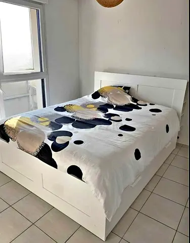 IKEA brimnessqueen size 160×200cm bed frame with headboard+ 4 big storage drawers with IKEA mattres