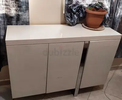Modern White Sideboard with Chrome Handle