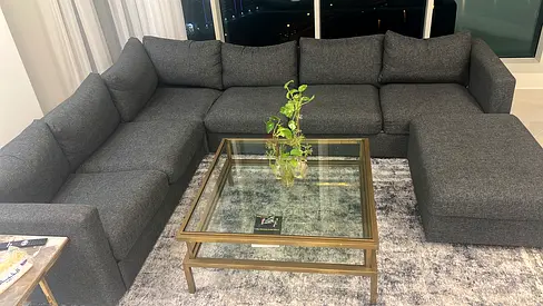 Contemporary L-shaped Sofa with Coffee Table
