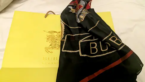 Elegant Burberry Silk Scarf with Gift Bag