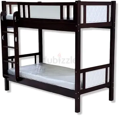1 Wooden Bunk Bed with curatins, mattress and pillows + 2 single door cupbords with mirrors