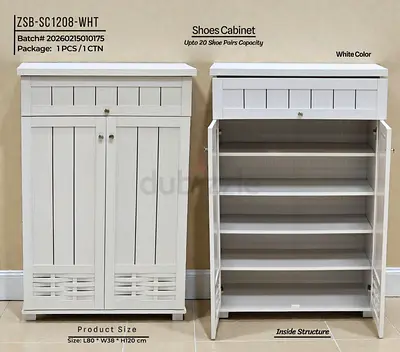 Stylish White Shoes Cabinet with Ample Storage