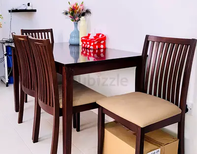 Wooden Dining Table with 4 Chairs
