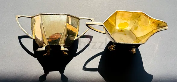 Vintage Silver Creamer and Sugar Bowl Set