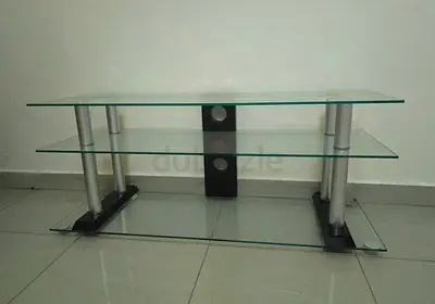 Modern Glass TV Stand with Shelves