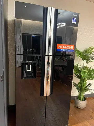 Hitachi 4 door Refrigerator black glass