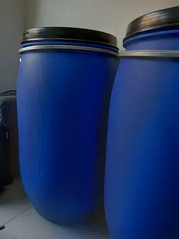 Two Blue Storage Containers Barrels 200L