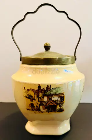 Vintage Ceramic Sugar Jar with Decorative Design