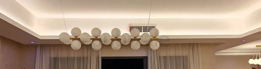 Luxury Linear Gold Chandelier – Modern Double Globe Designer Light