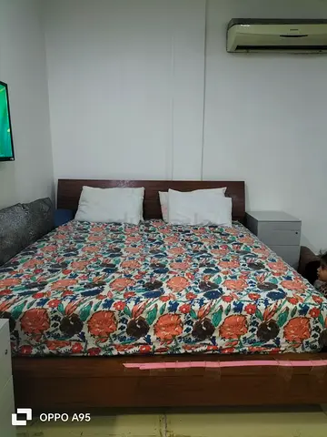 Comfortable King Size Bed with 12 inch mattress. Good condition. Location Al samha. Leaving country