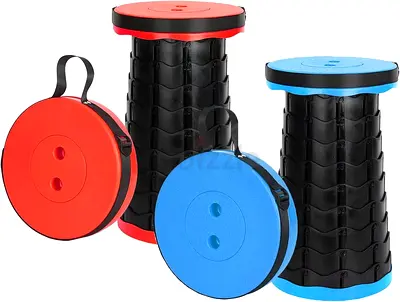 2 Pack Folding Camping Stool， Lightweight Collapsible Stool Portable Retractable Telescopic Seat