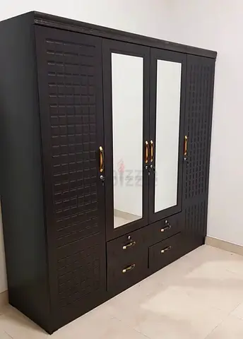 Brand New Stylish Black Wardrobe with Mirrors and Drawers