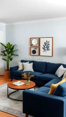 Modern Minimalist Living Room in Deep Navy